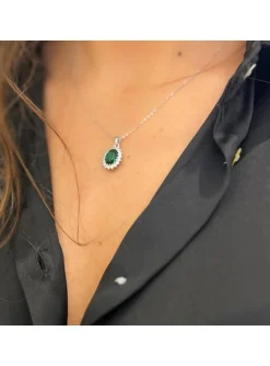 Collier Lotus Silver marguerite oxyde vert