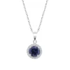 Collier Lotus Silver oxyde bleu