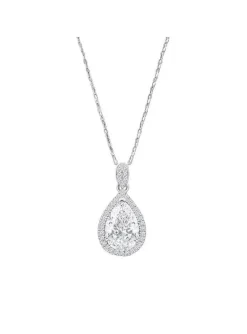 Collier Lotus Silver oxyde poire blanc