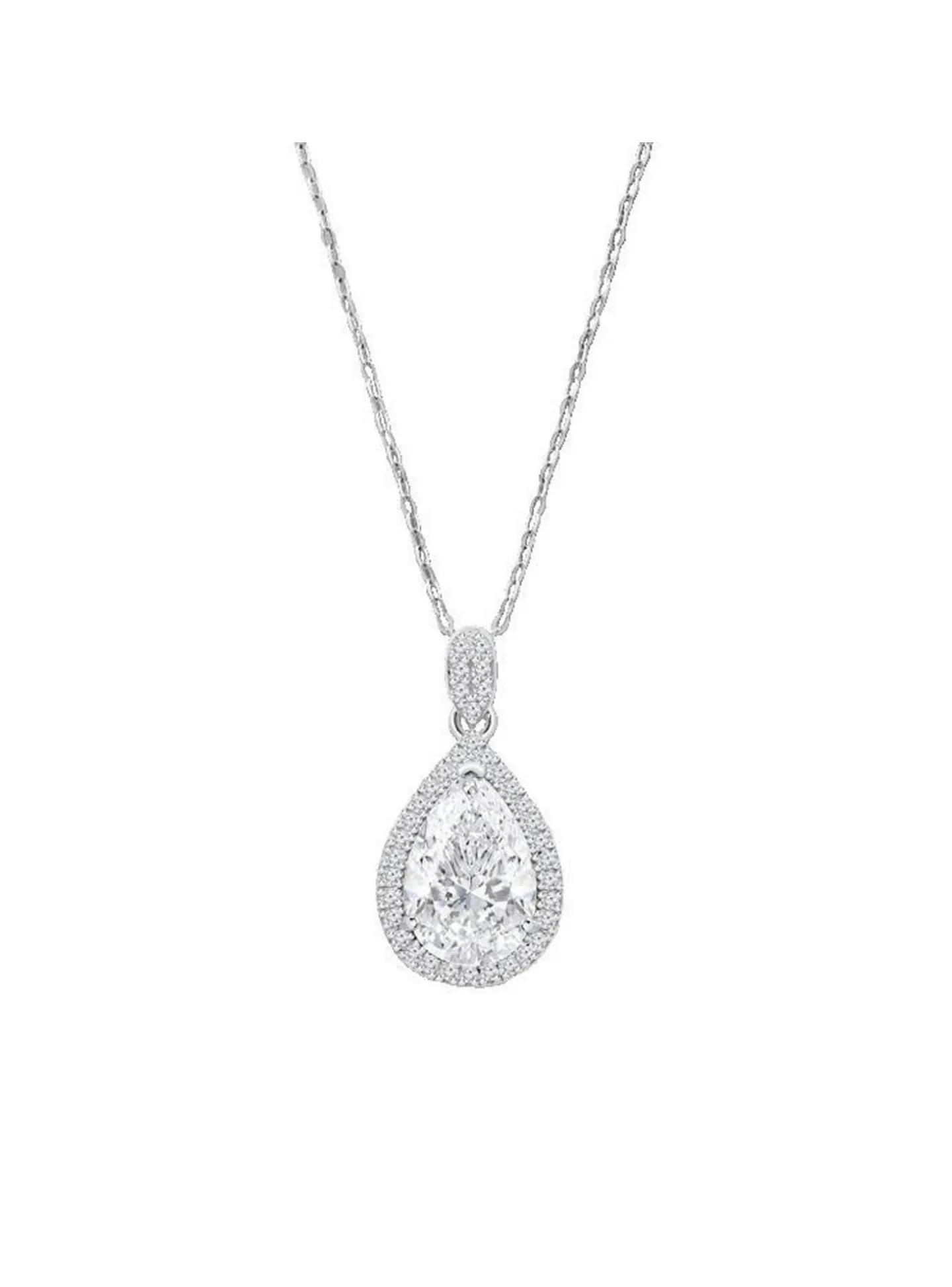 Collier Lotus Silver oxyde poire blanc
