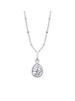 Collier Lotus Silver Solitaire goute blanc et argent