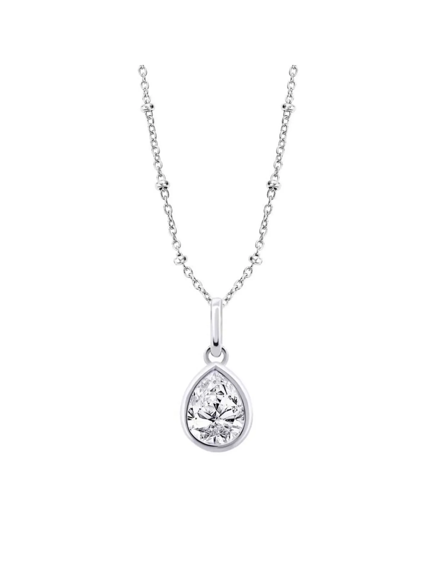 Collier Lotus Silver Solitaire goute blanc et argent