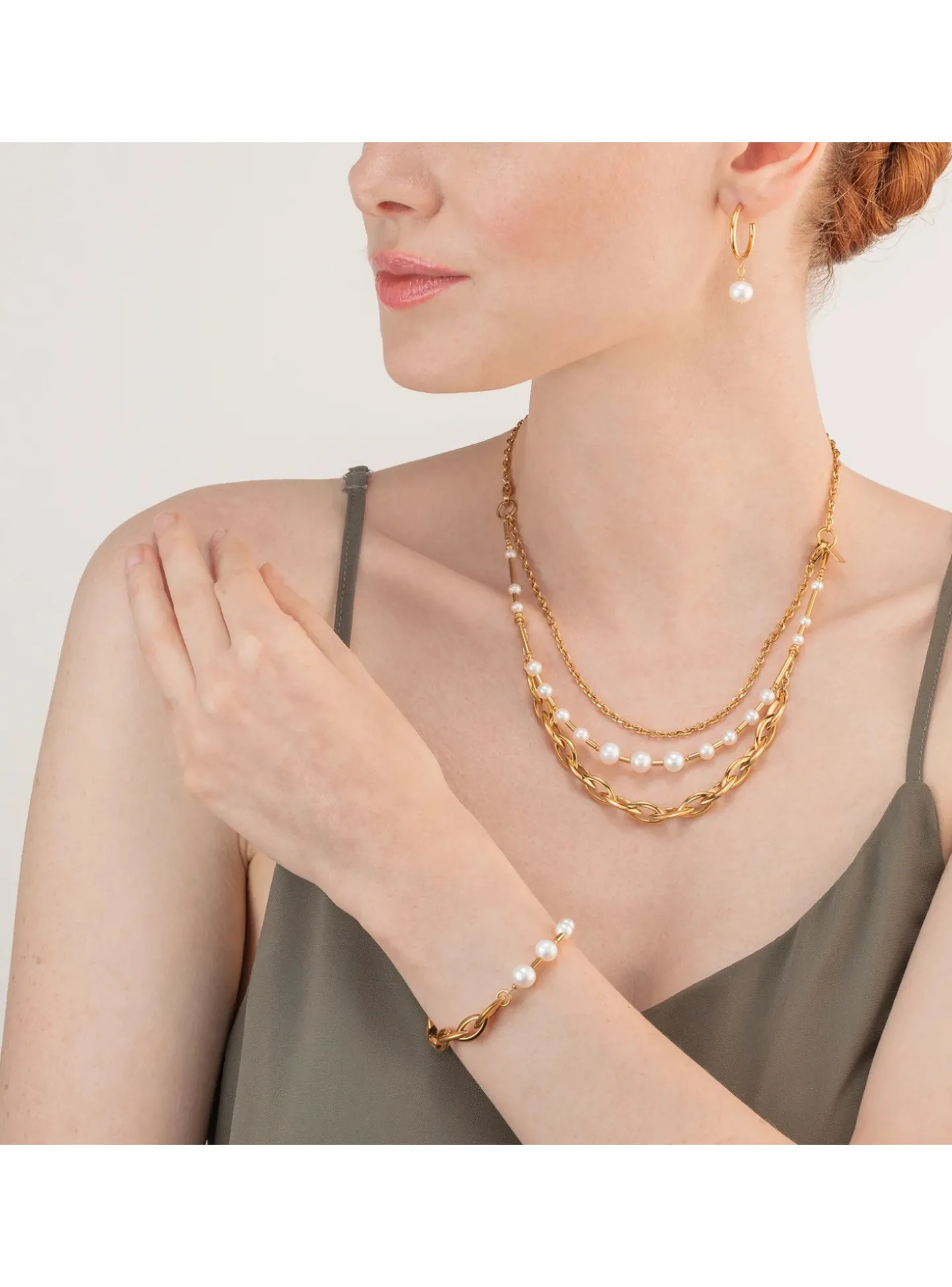 Collier multirangs Coeur de Lion Chunky Chain_x005f_x000D_acier doré