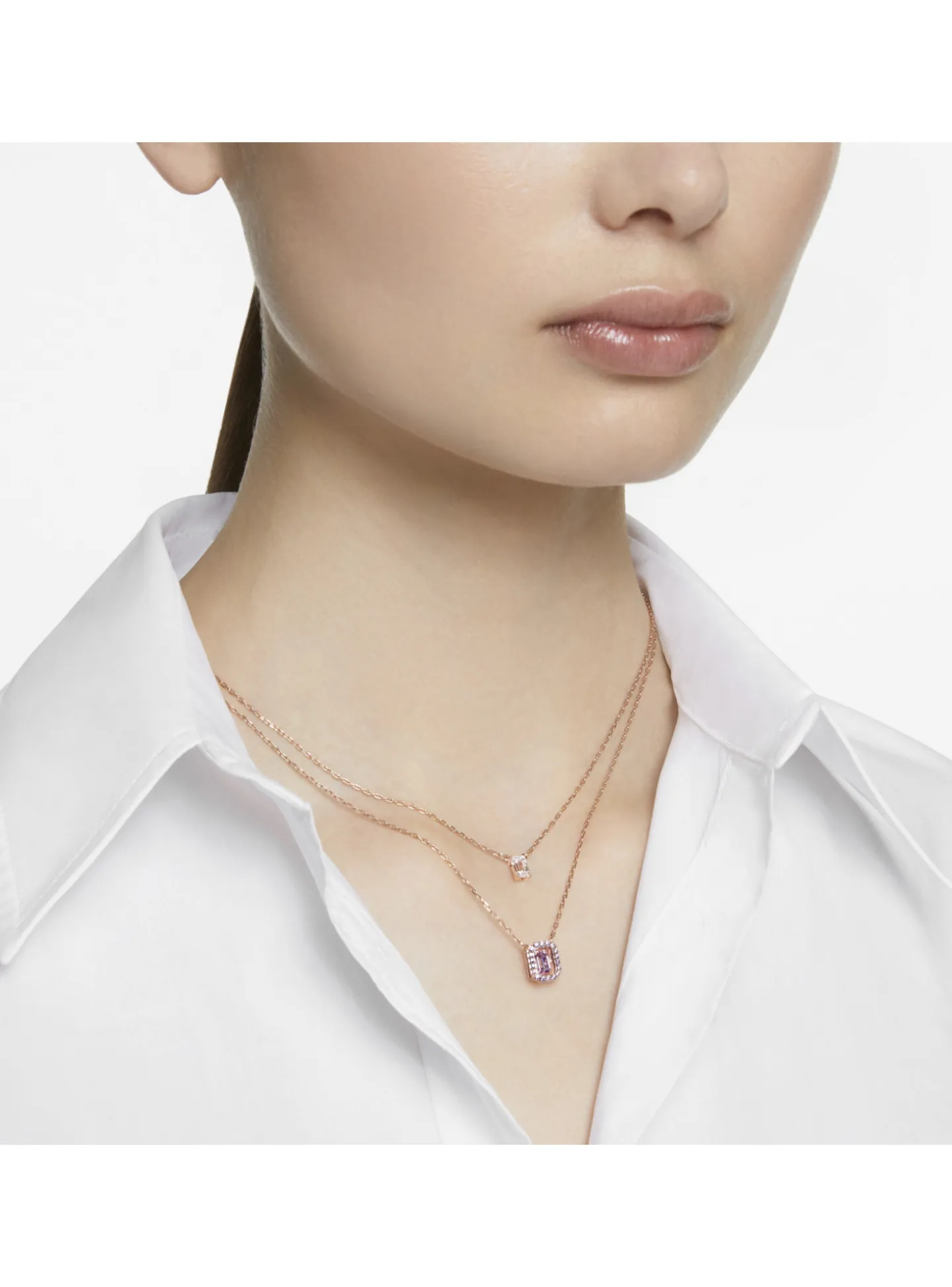 Collier multi-rangs Swarovski Millenia doré rose