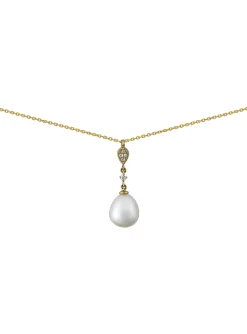 Collier or jaune 18 carats perle poire diamants_x005f_x000D_7 mm