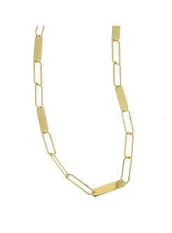 Collier or jaune 18 carats mailles ovales plates