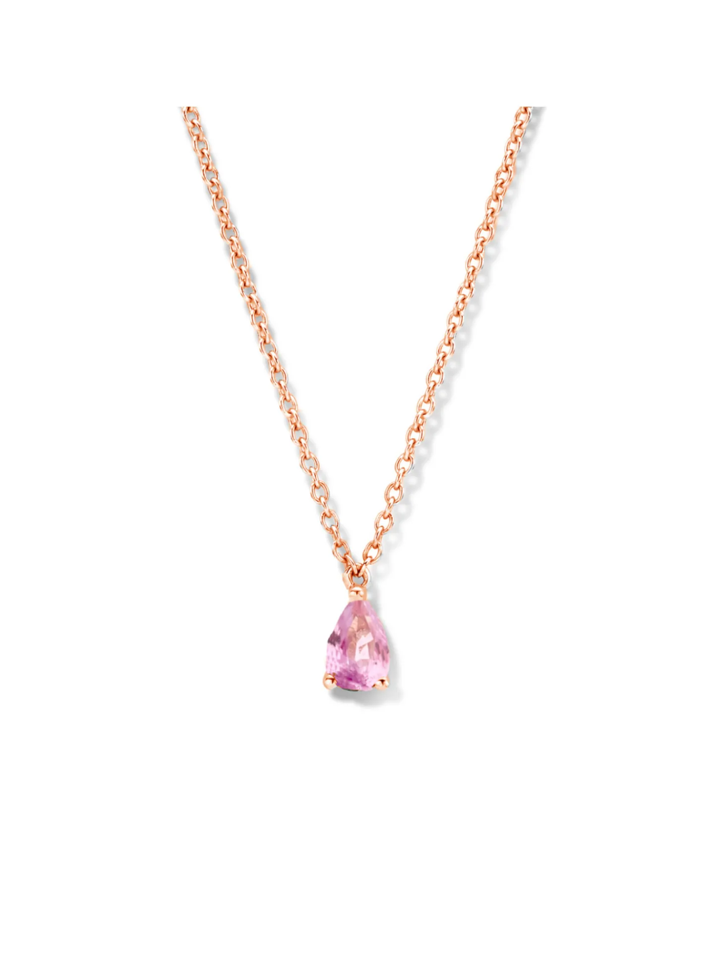 Collier or rose 18 carats saphir poire rose