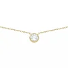 Collier oxyde de zirconium serti clos or jaune_x005f_x000D_9 carats