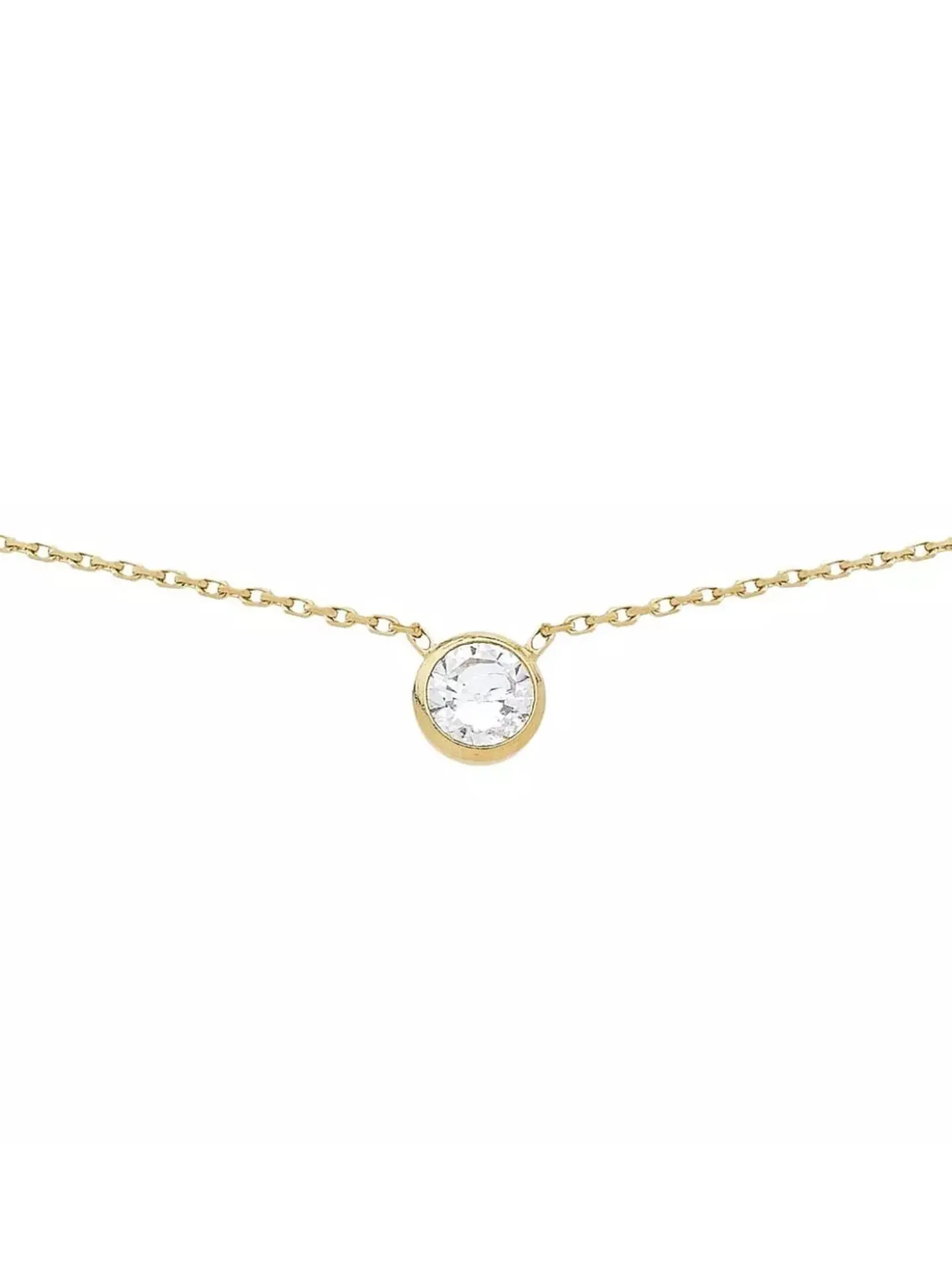 Collier oxyde de zirconium serti clos or jaune_x005f_x000D_9 carats
