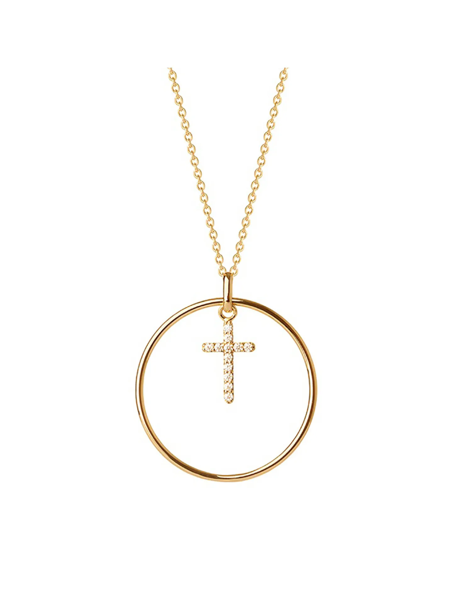 Collier plaqué or cercle croix oxydes