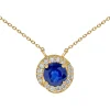 Collier saphir rond entouré de diamants