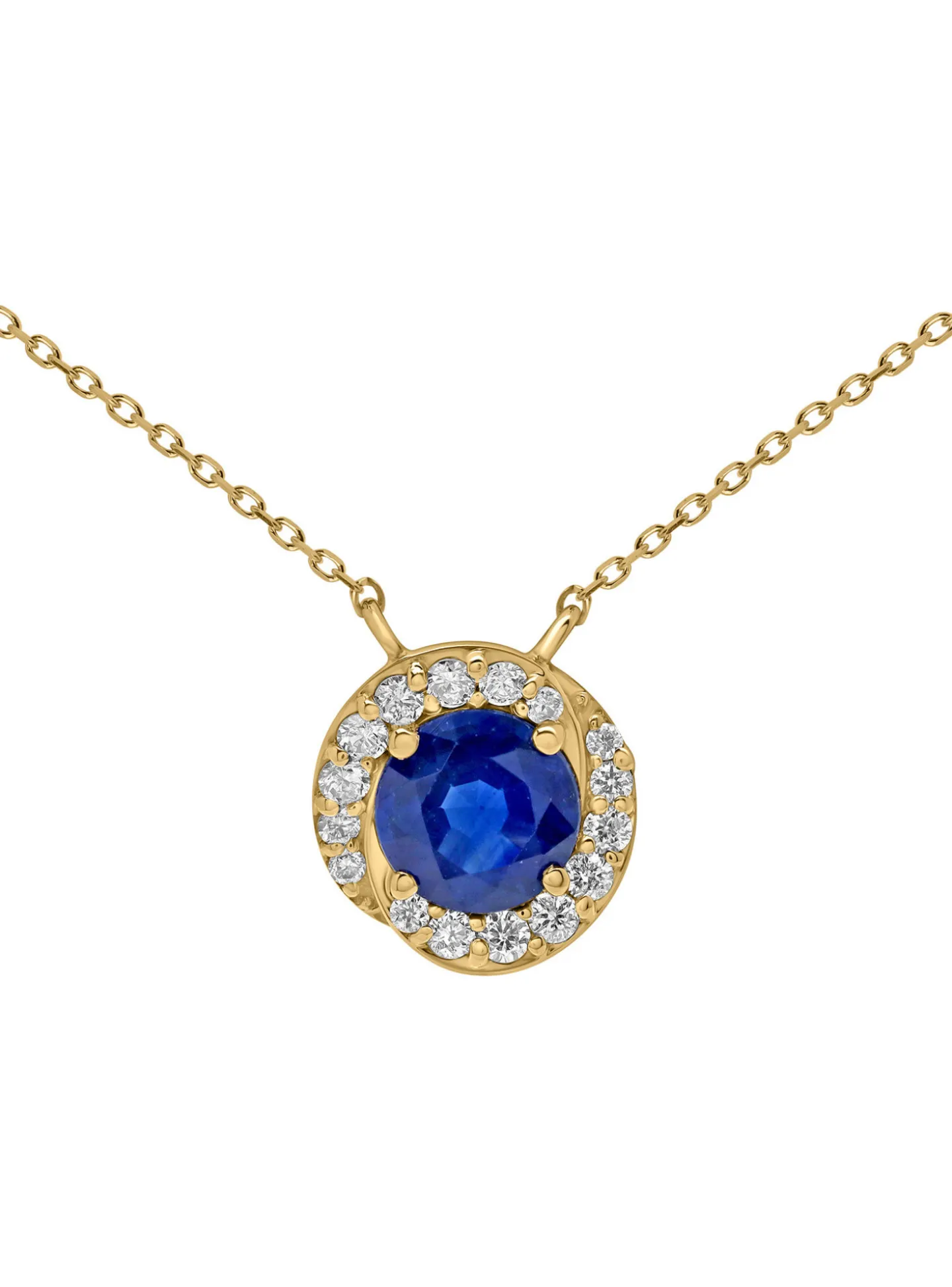 Collier saphir rond entouré de diamants