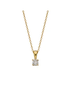Collier solitaire diamant or 18 carats 0.03 ct