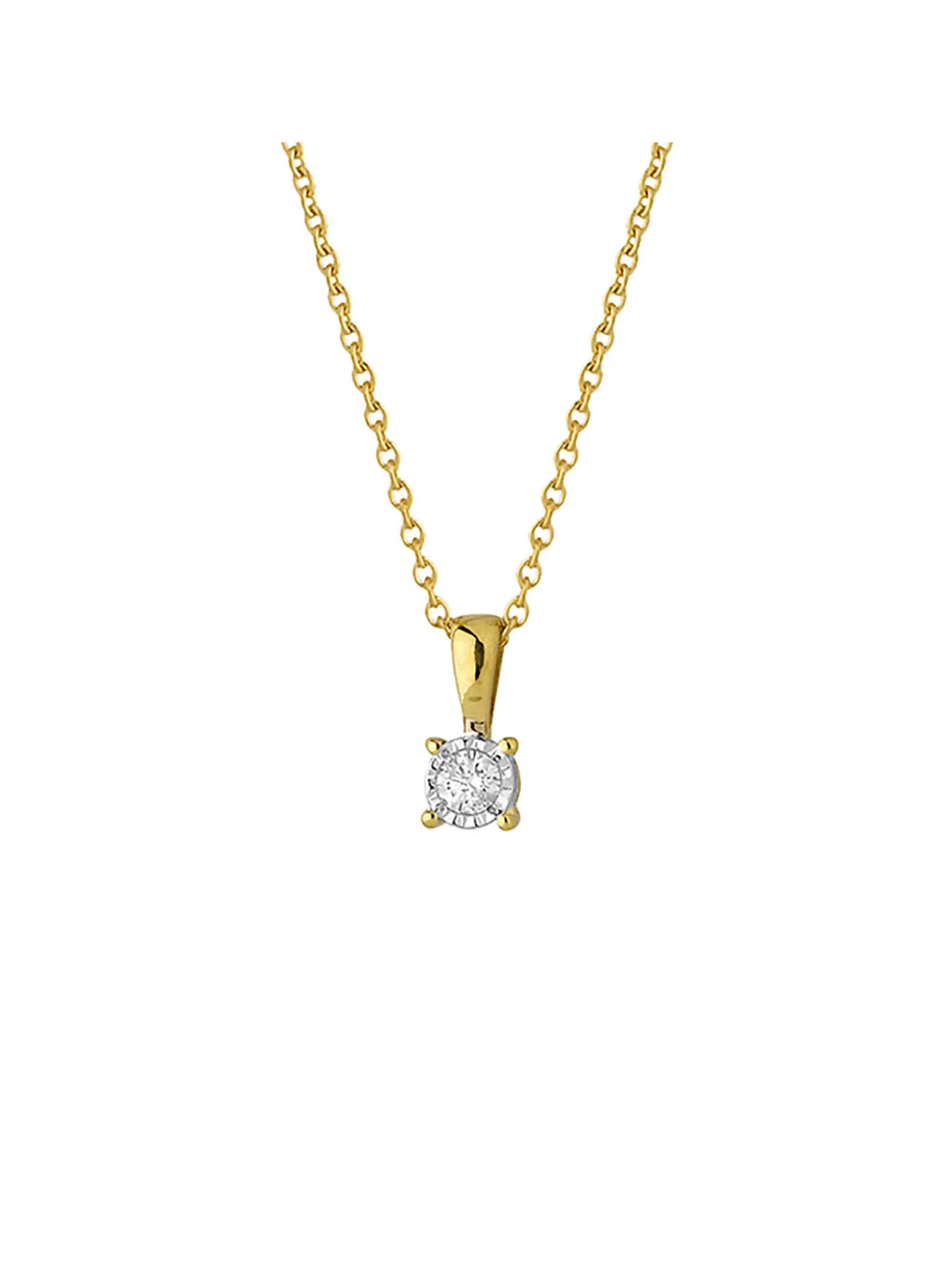 Collier solitaire diamant or 18 carats 0.05 ct