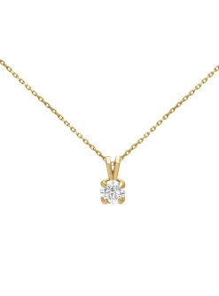 Collier solitaire diamant or jaune 18 carats 0.15 ct