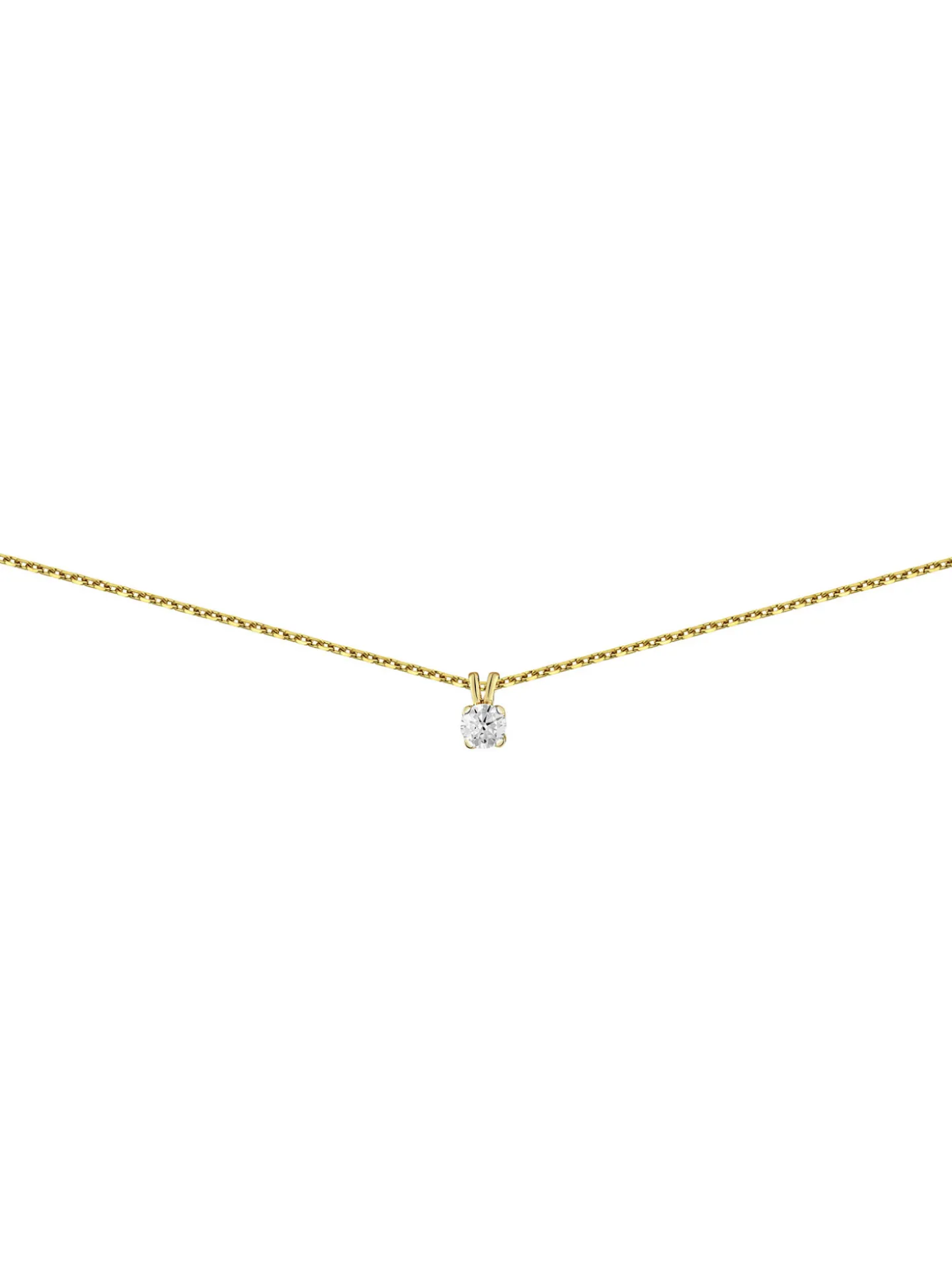 Collier solitaire diamant or 18 carats 0.05 ct
