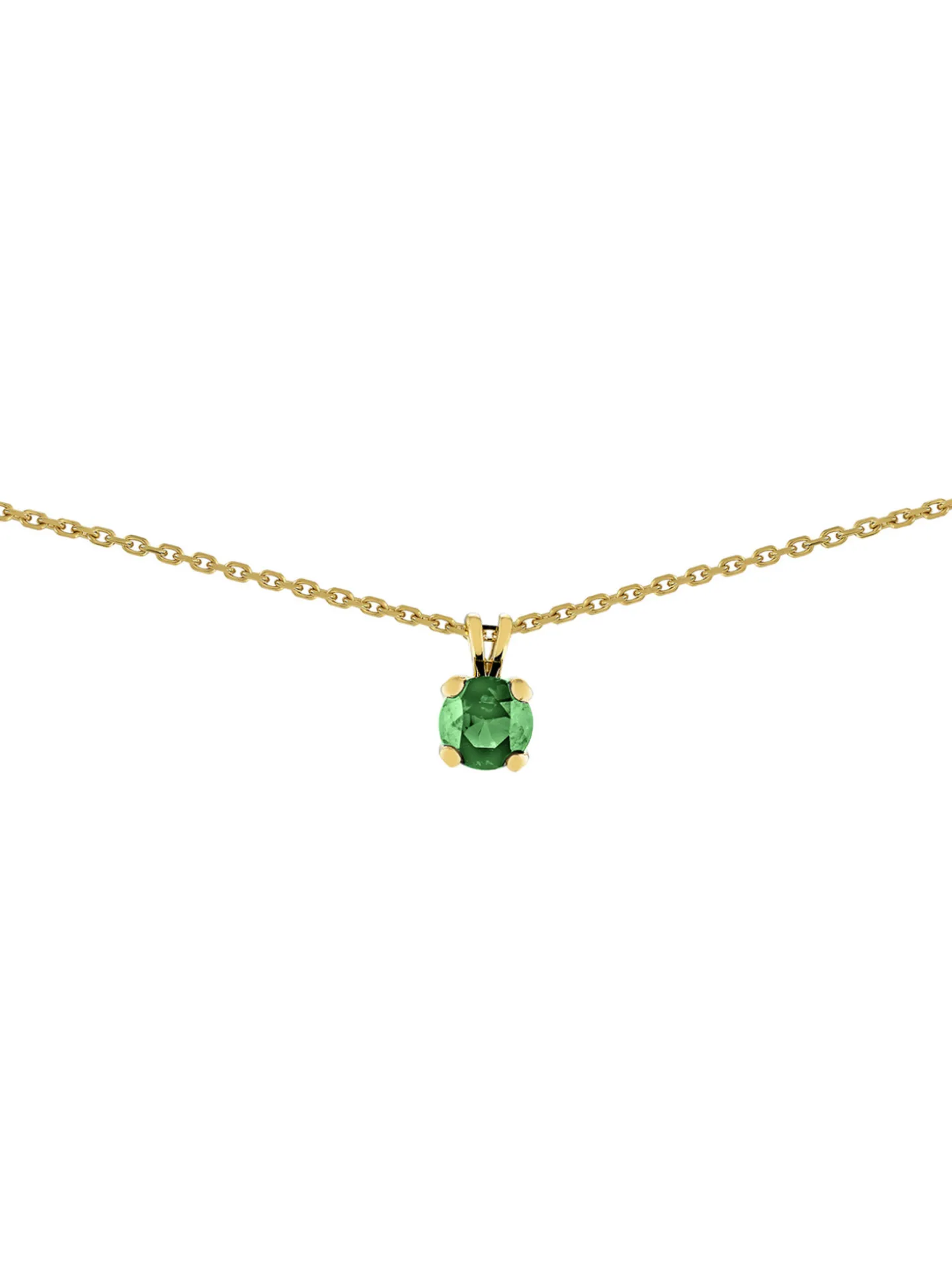 Collier solitaire émeraude or jaune 18 carats
