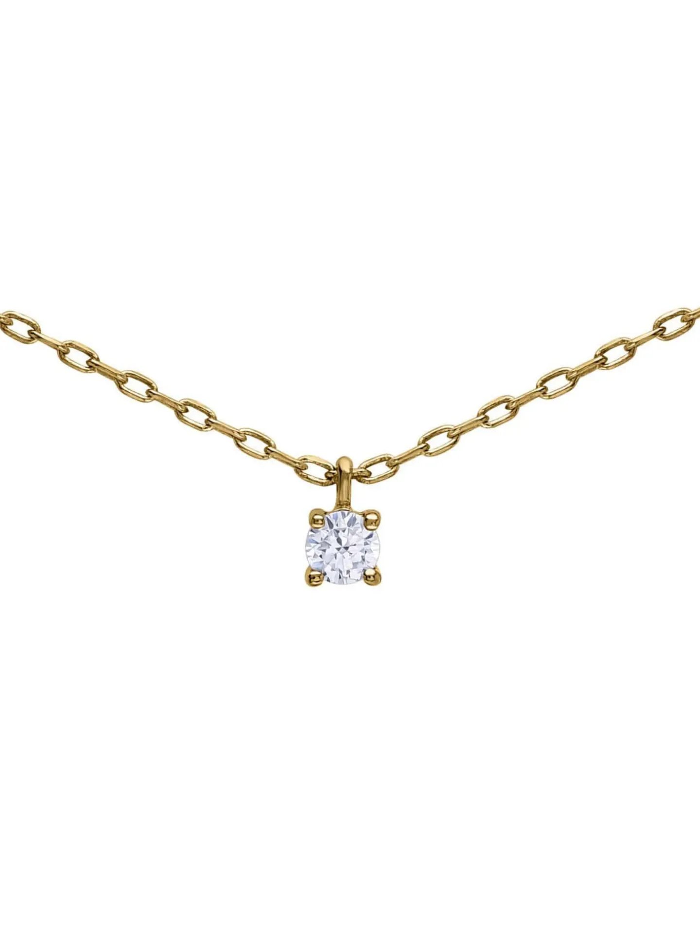 Collier solitaire oxyde or 18 carats griffes