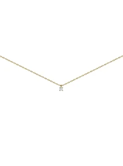 Collier solitaire oxyde or 18 carats griffes
