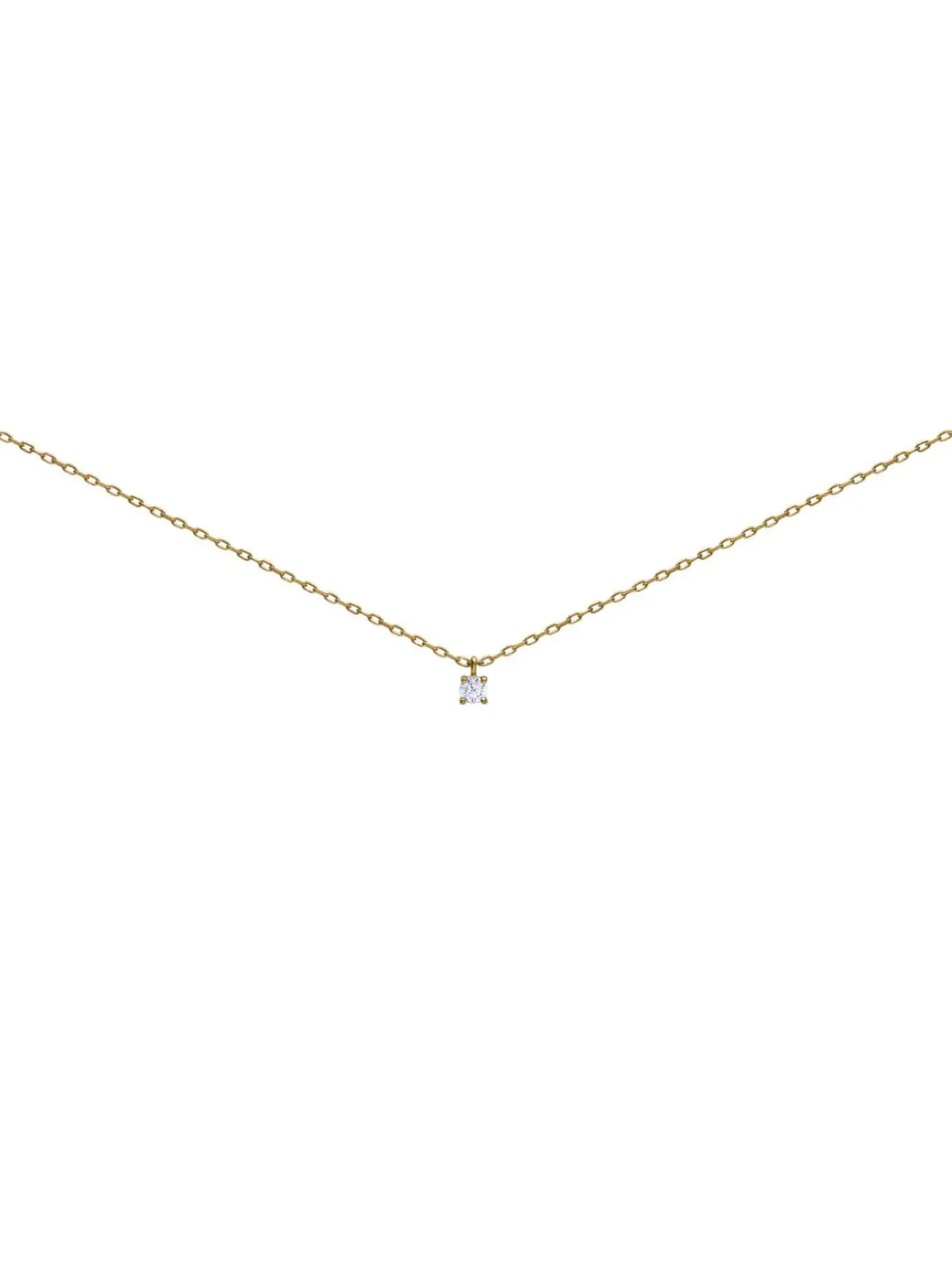 Collier solitaire oxyde or 18 carats griffes