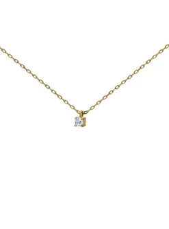 Collier solitaire oxyde or 18 carats griffes