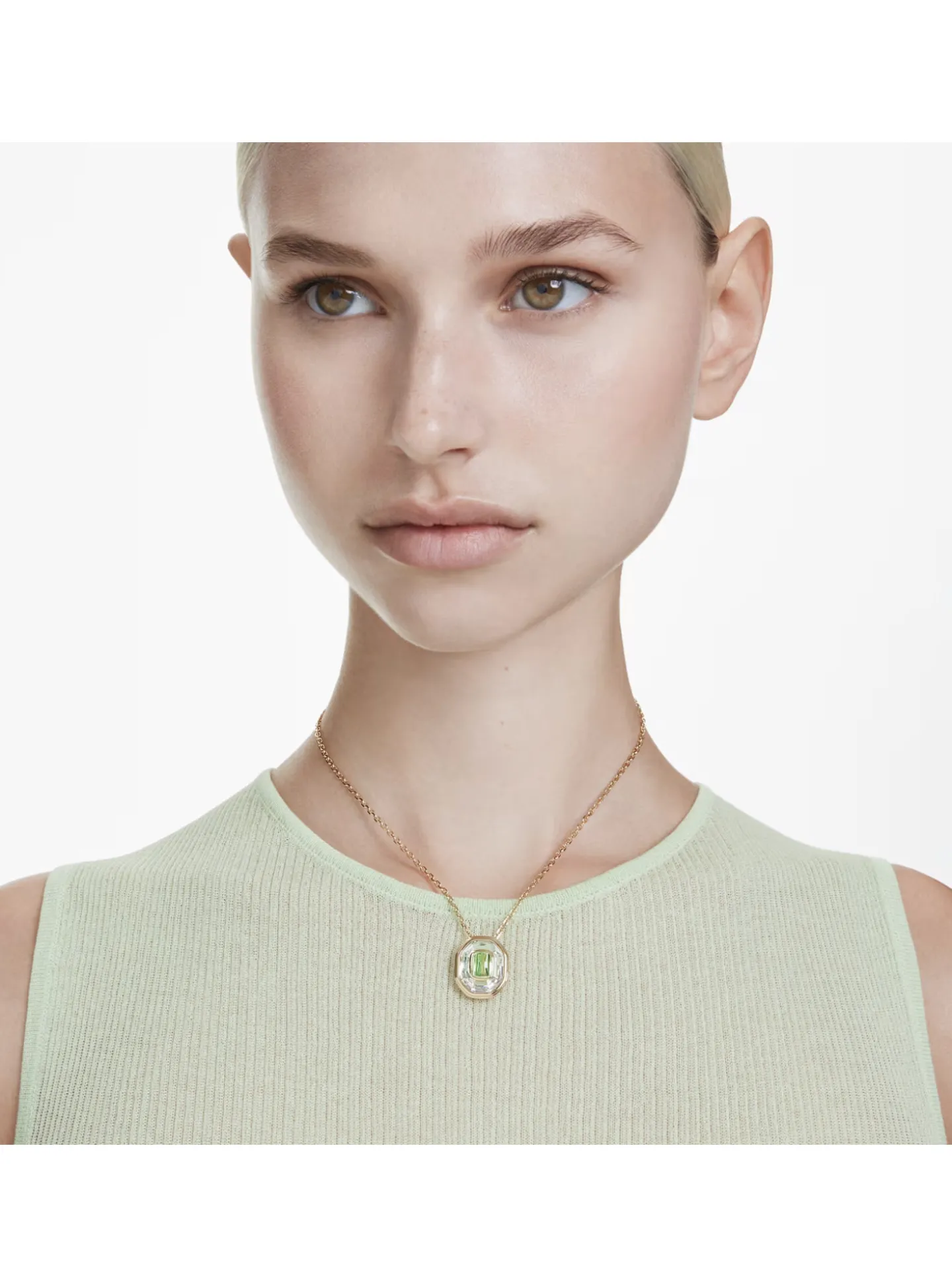 Collier Swarovski Chroma vert et doré
