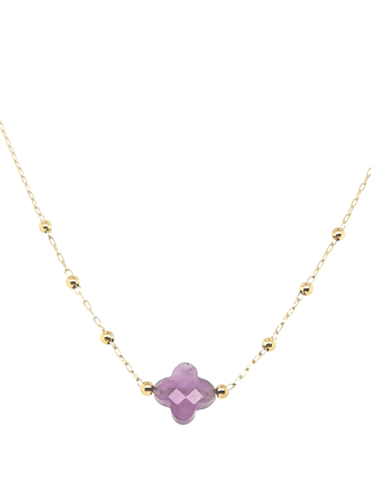 Collier Zag acier doré trèfle améthyste_x005f_x000D_collection Velasquez