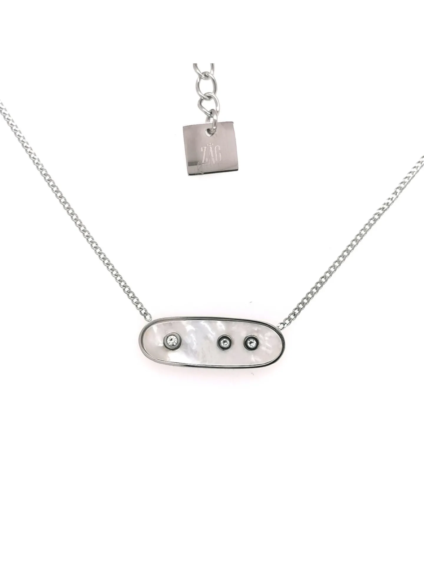 Collier Zag Bijoux acier argenté nacre