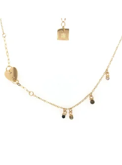 Collier Zag Bijoux acier doré spinel 38cm + 5 cm