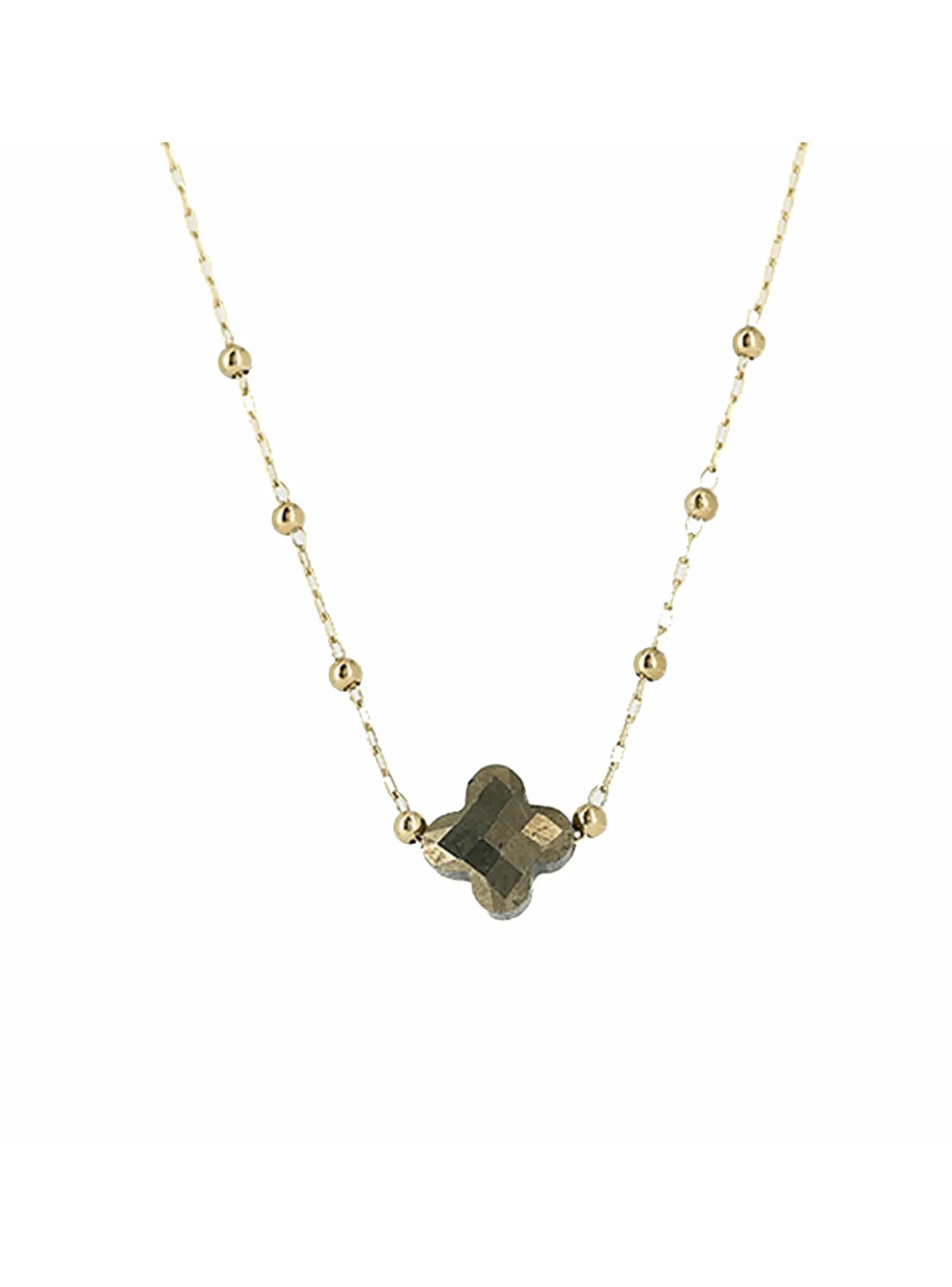 Collier Zag Bijoux acier doré trèfle marron