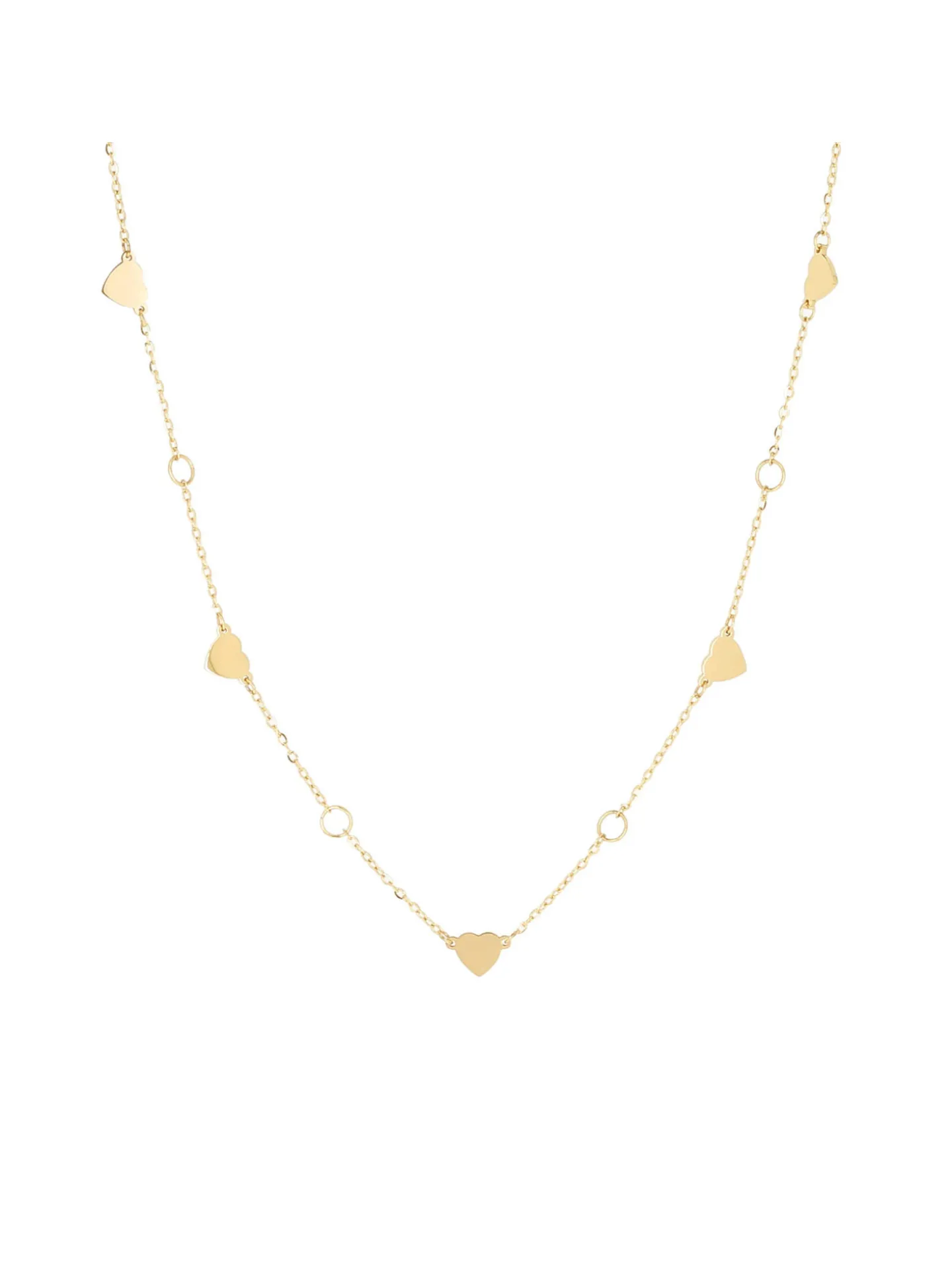 Collier Zag Bijoux Aphaia acier doré coeurs