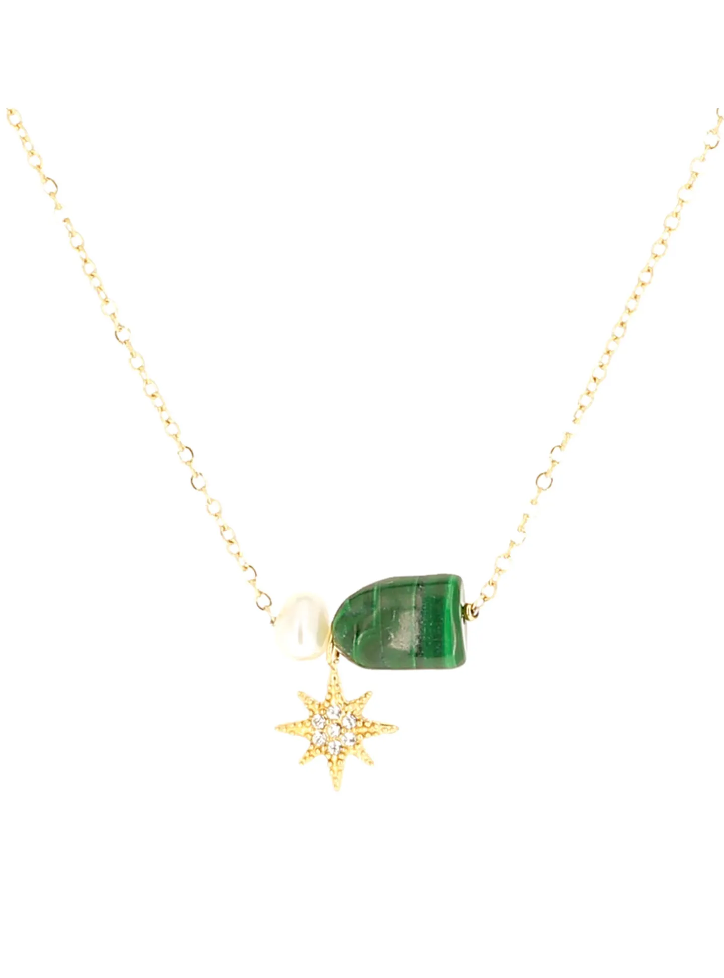 Collier Zag Bijoux Azura perle de malachite_x005f_x000D_pampille étoile