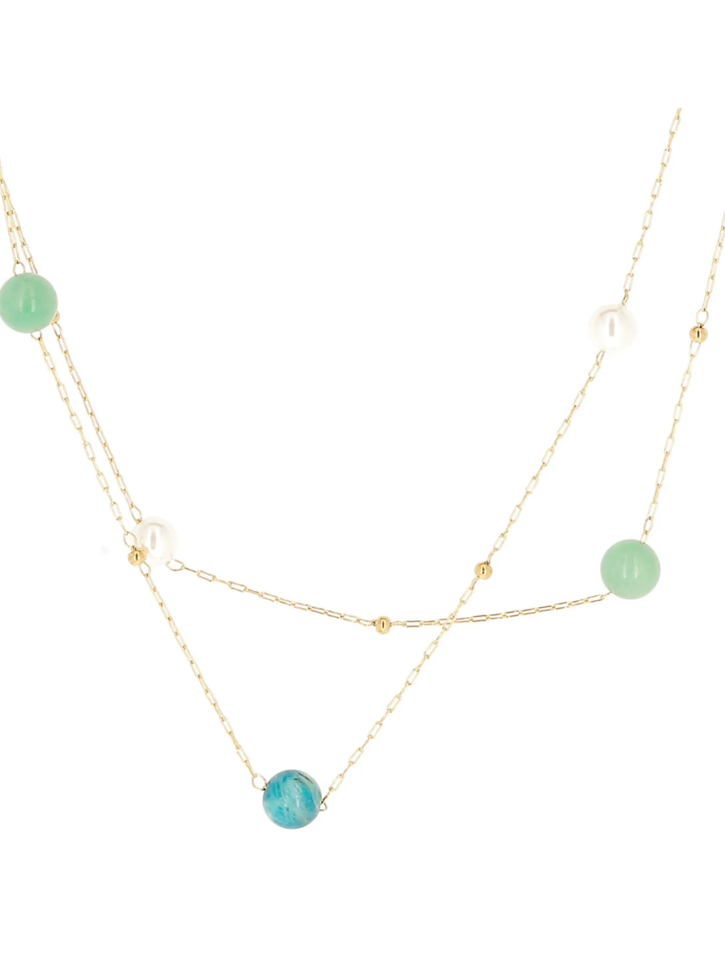 Collier Zag Bijoux Calista perles camaieu bleuapatite