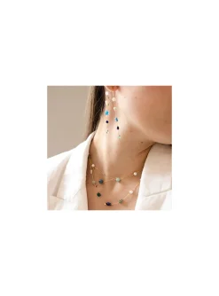 Collier Zag Bijoux Calista perles camaieu bleuapatite