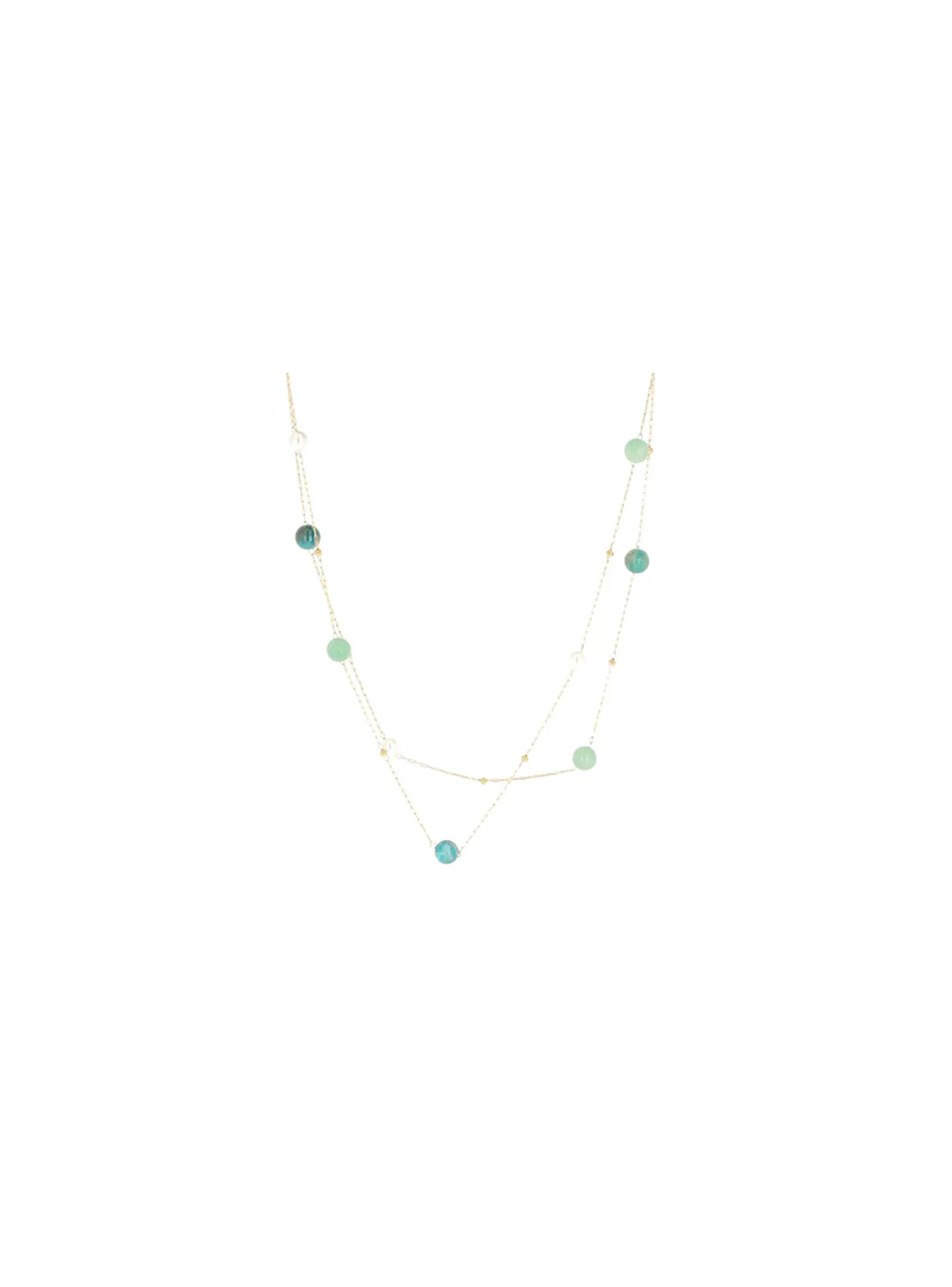 Collier Zag Bijoux Calista perles camaieu bleuapatite
