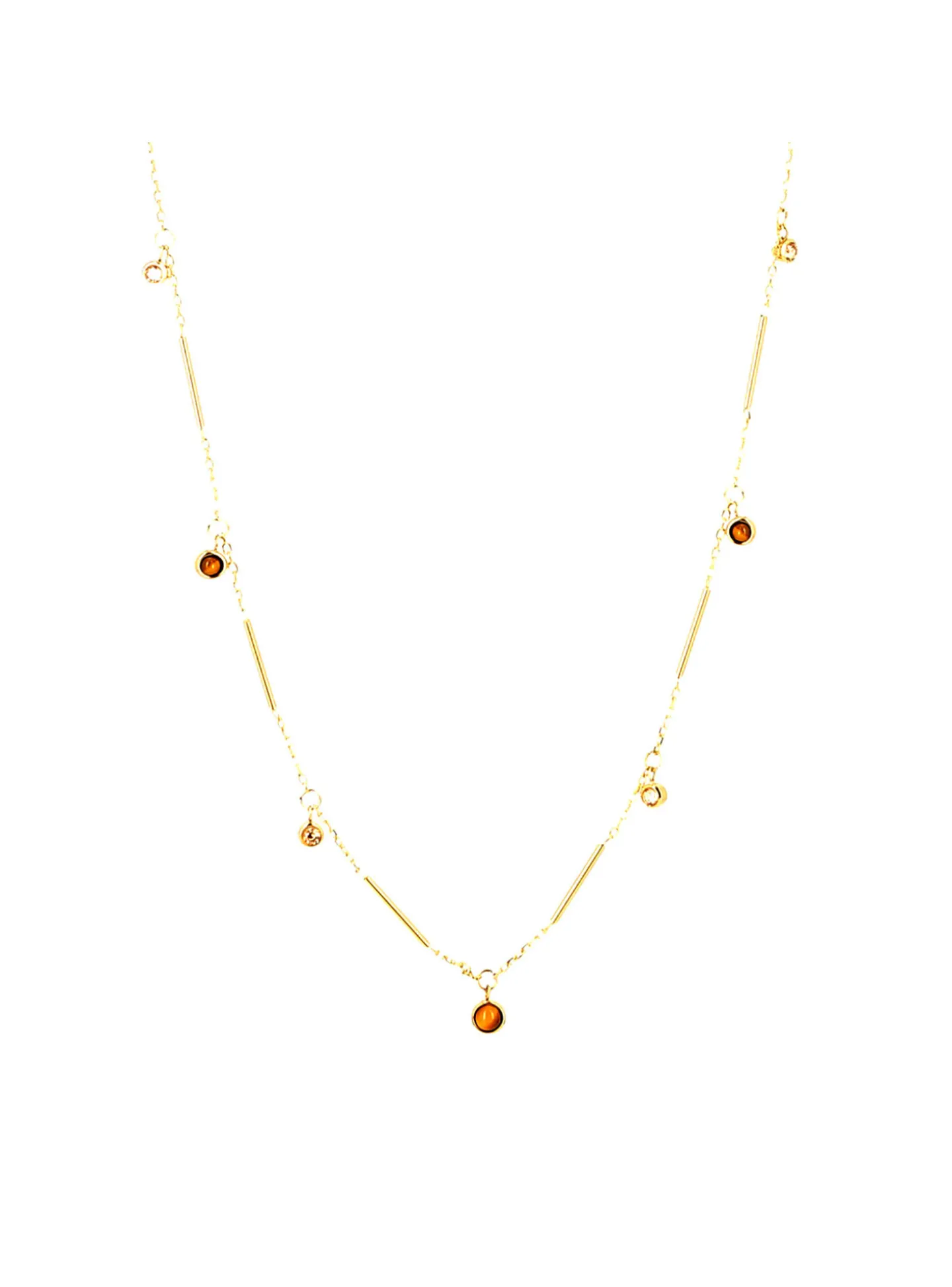 Collier Zag Bijoux Choker acier doré oeil de tigre