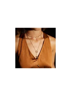 Collier Zag Bijoux Devaron acier doré zirconium