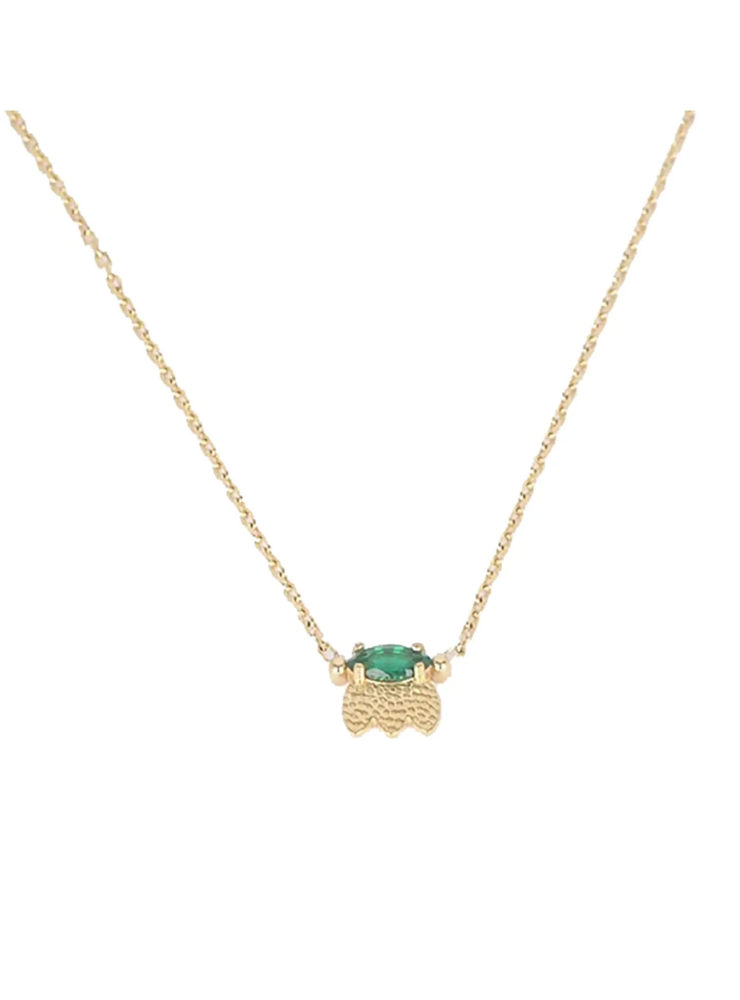 Collier Zag Bijoux en acier doré pendentif oxyde de_x005f_x000D_zirconium vert