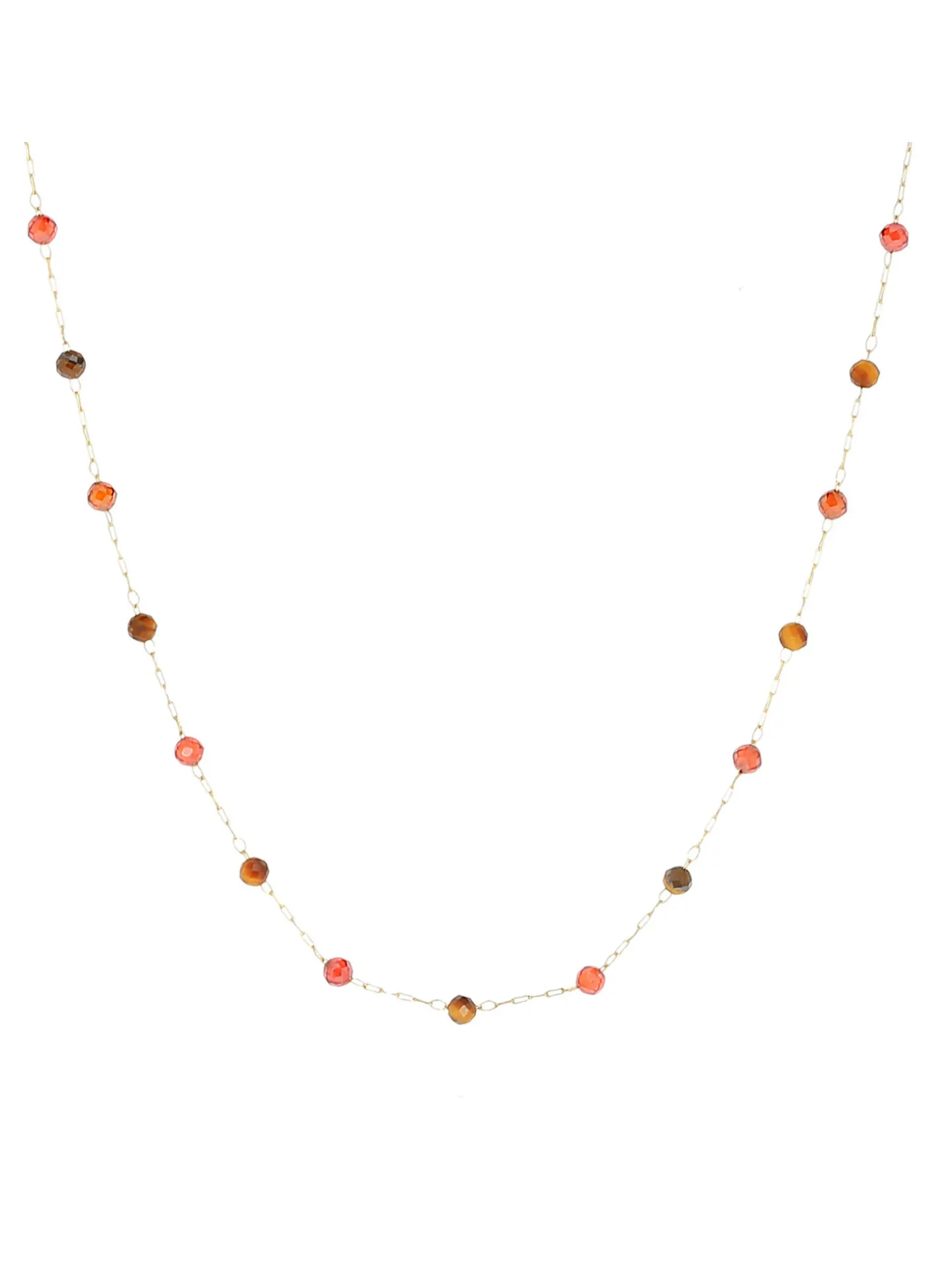 Collier Zag Bijoux Hinaku acier doré_x005f_x000D_oeil de tigre/zirconium