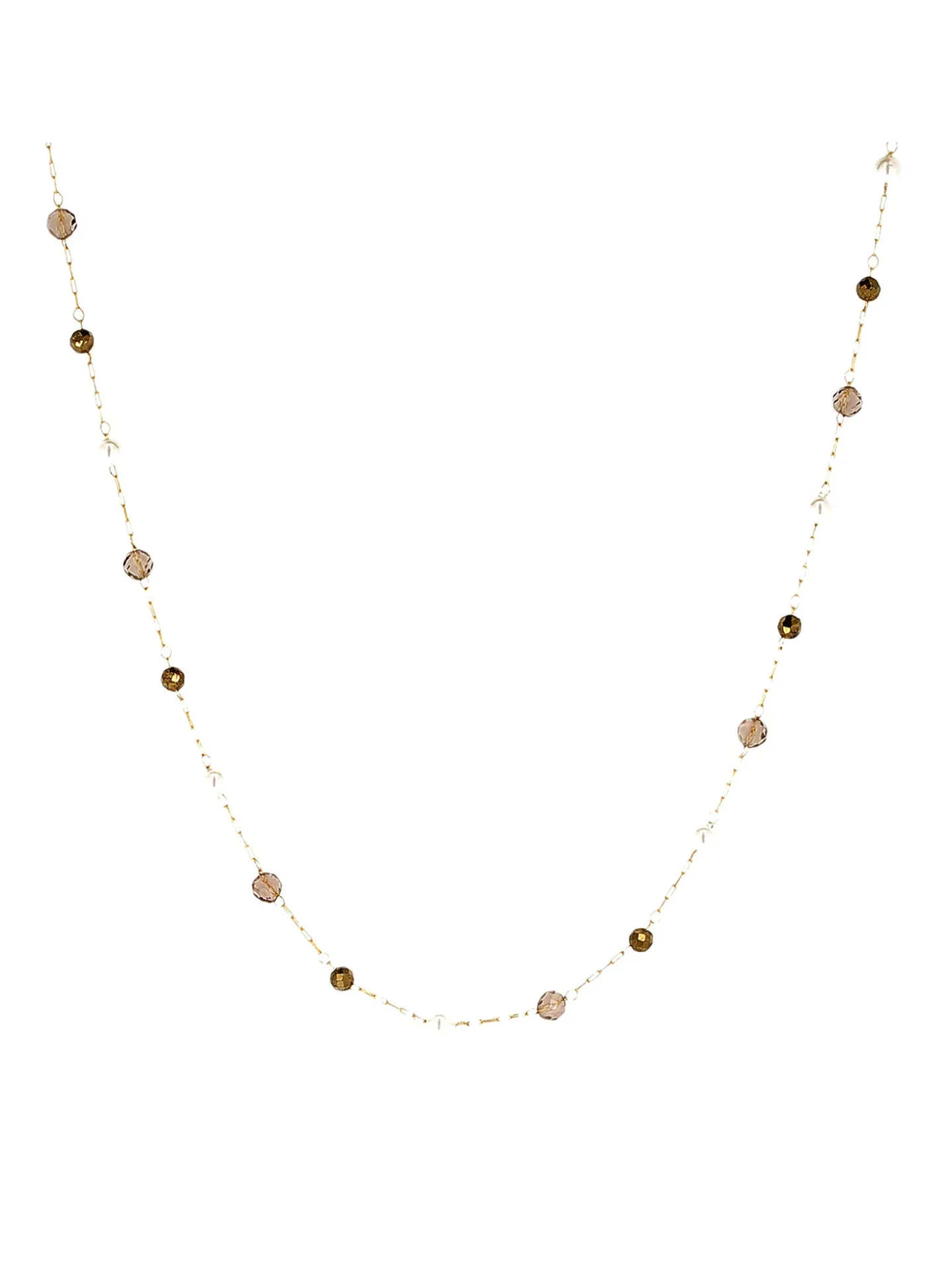 Collier Zag Bijoux Hinaku acier doré_x005f_x000D_quartz fumé/zirconium