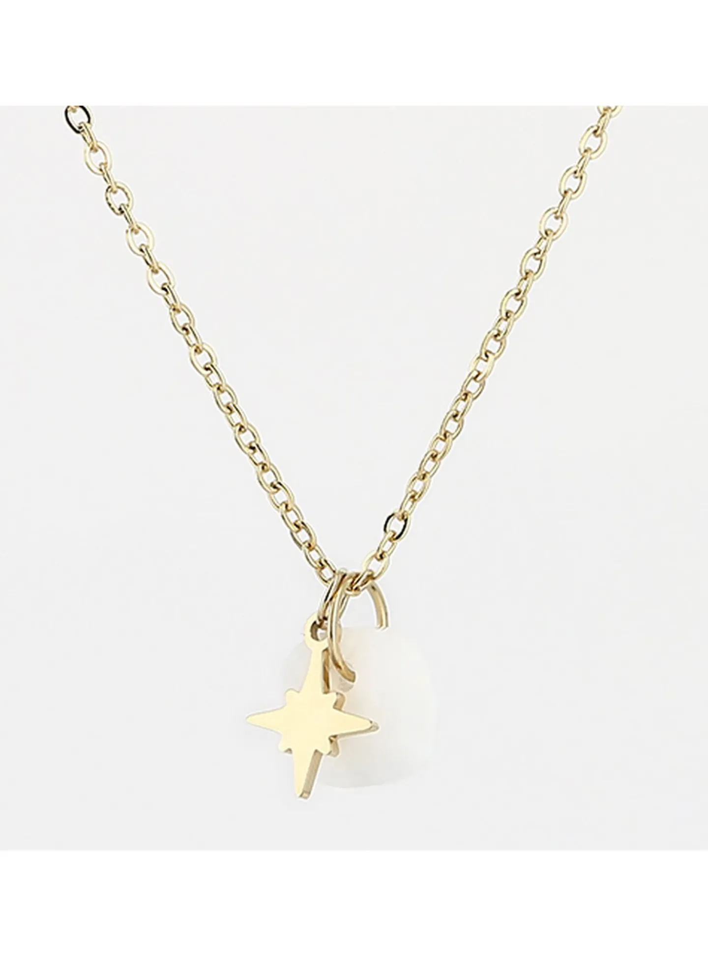Collier Zag Bijoux Manureva acier doré agate blanche