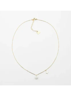 Collier Zag Bijoux Manureva acier doré agate blanche