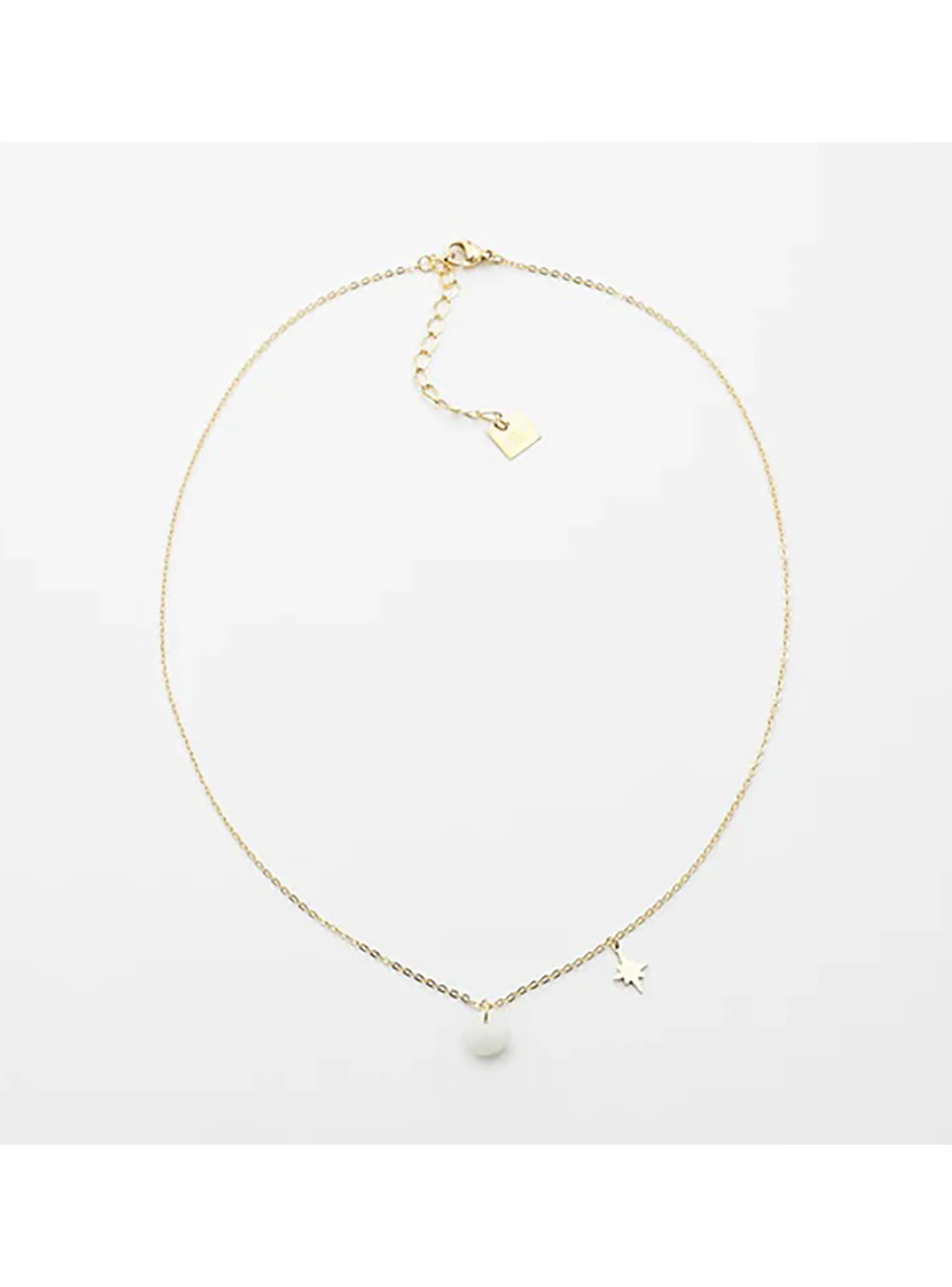 Collier Zag Bijoux Manureva acier doré agate blanche