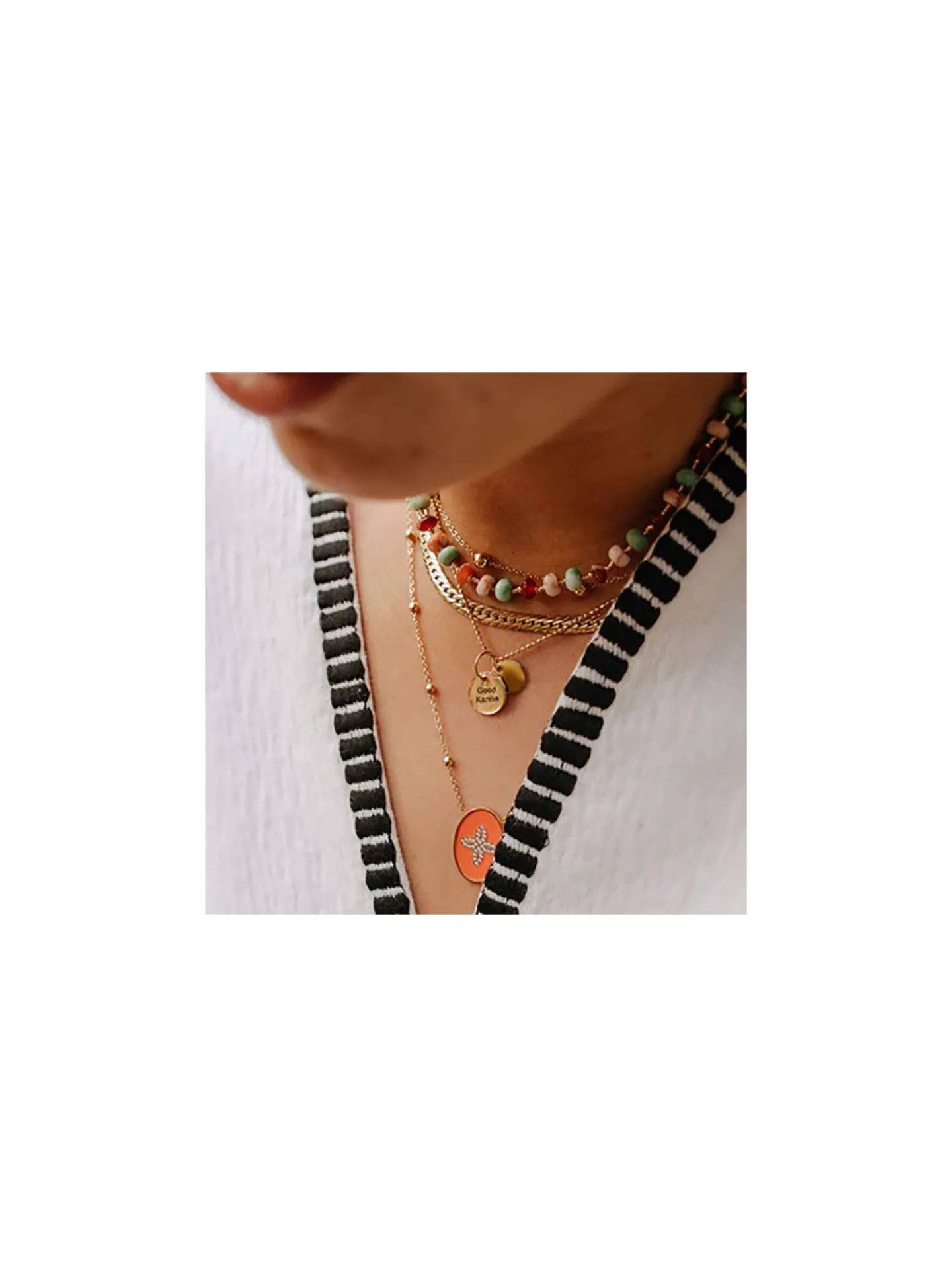 Collier Zag Bijoux motifs poires horizontaux acier_x005f_x000D_doré