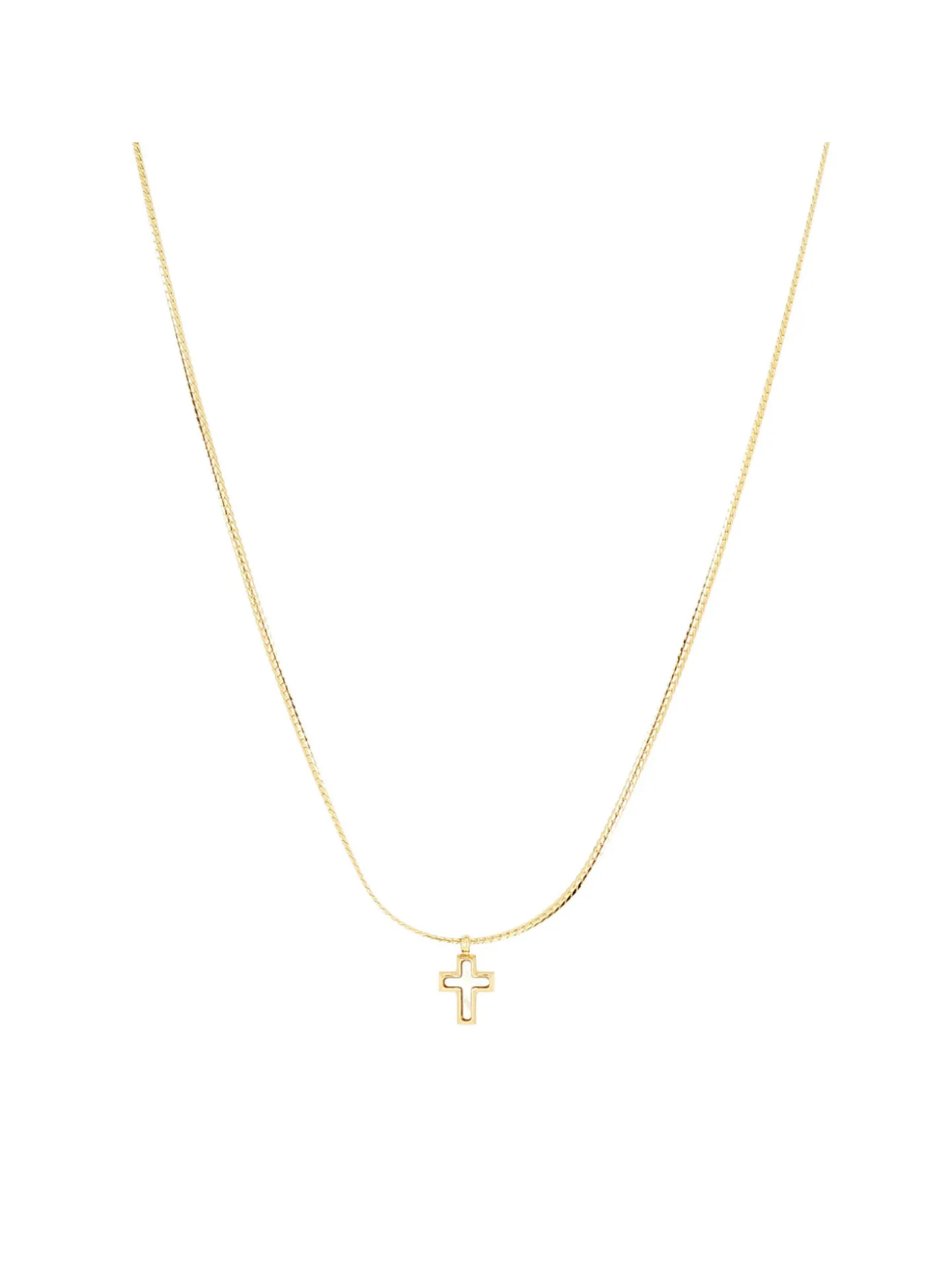 Collier Zag Bijoux Olyde acier doré croix nacre