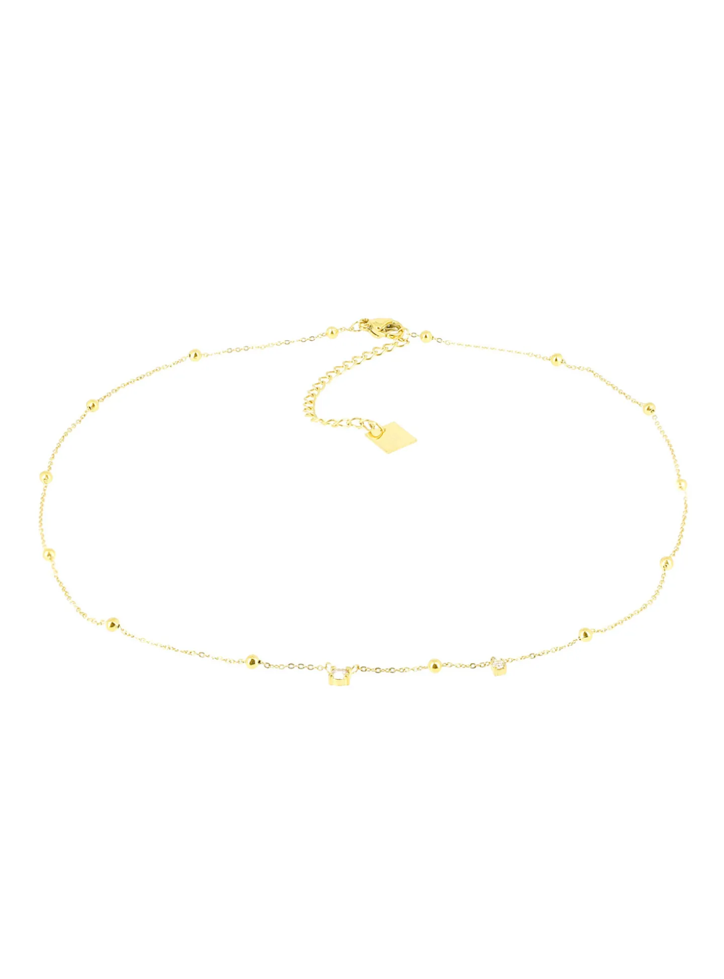Collier Zag Bijoux Oxyde blanc acier doré