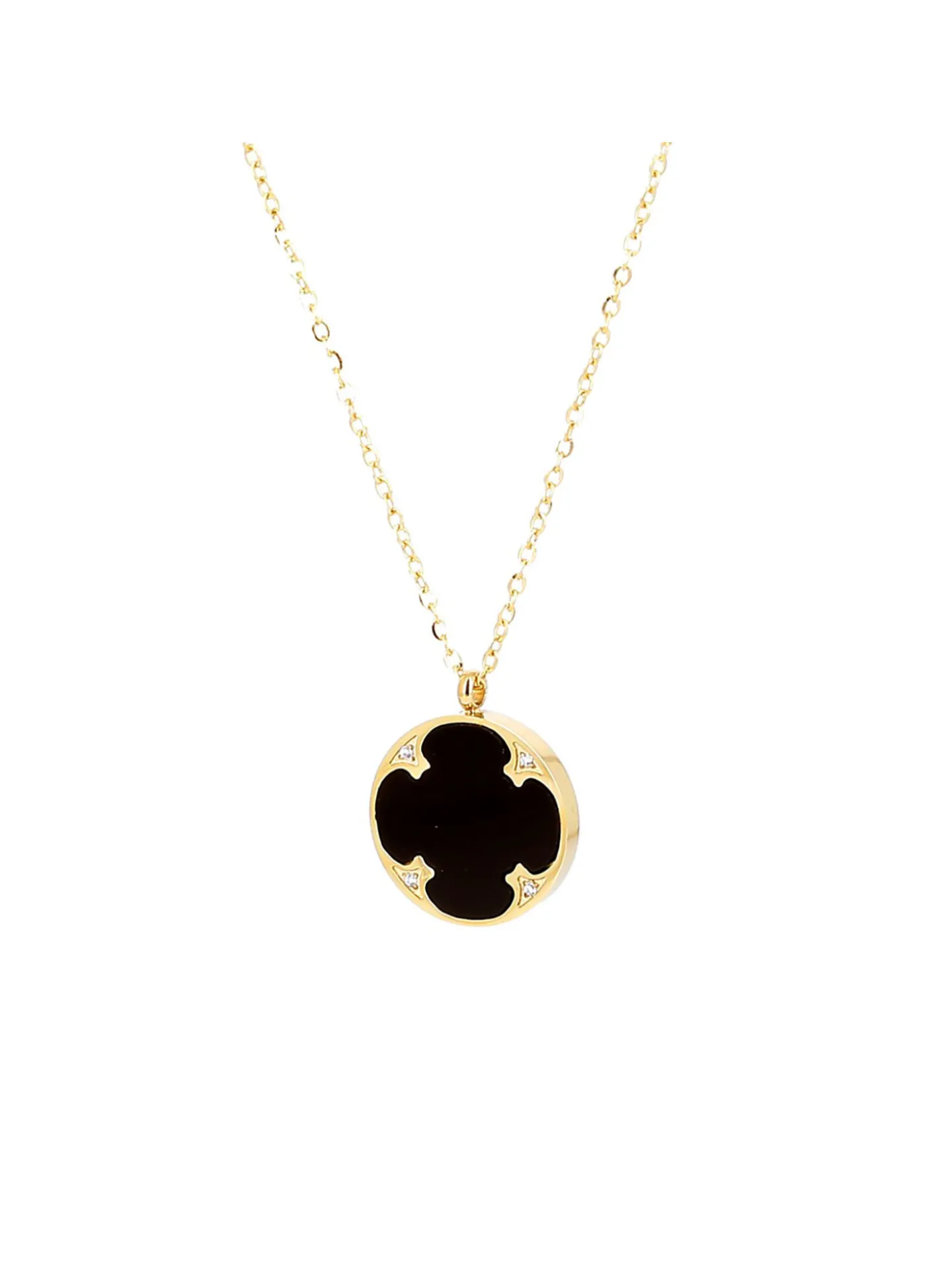Collier Zag Bijoux Pepito pendentif trèfle onyx