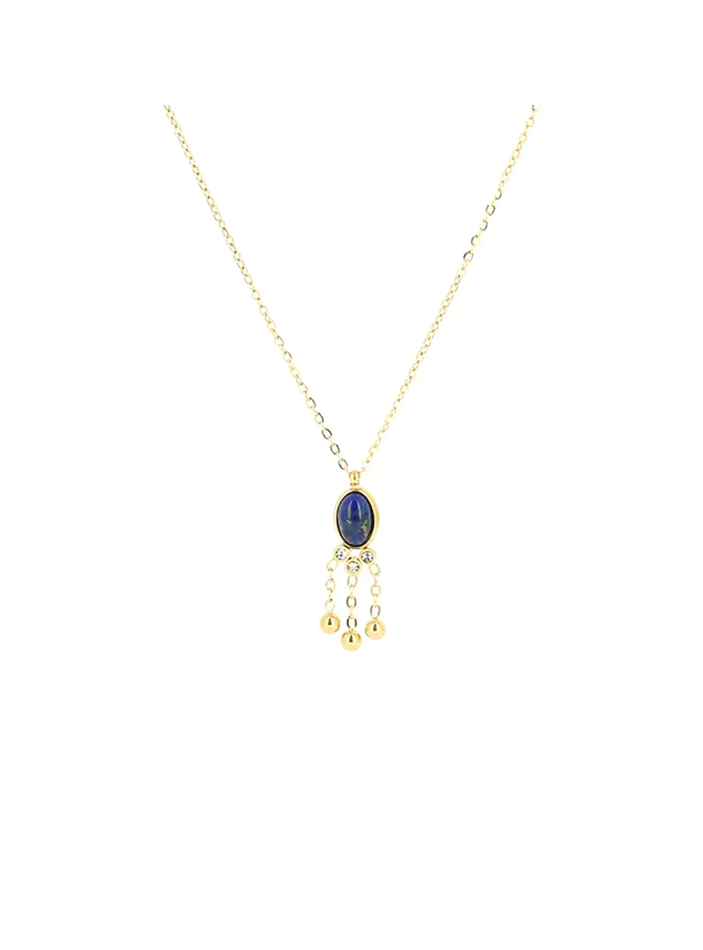 Collier Zag Bijoux Seville acier doré lapis lazuli