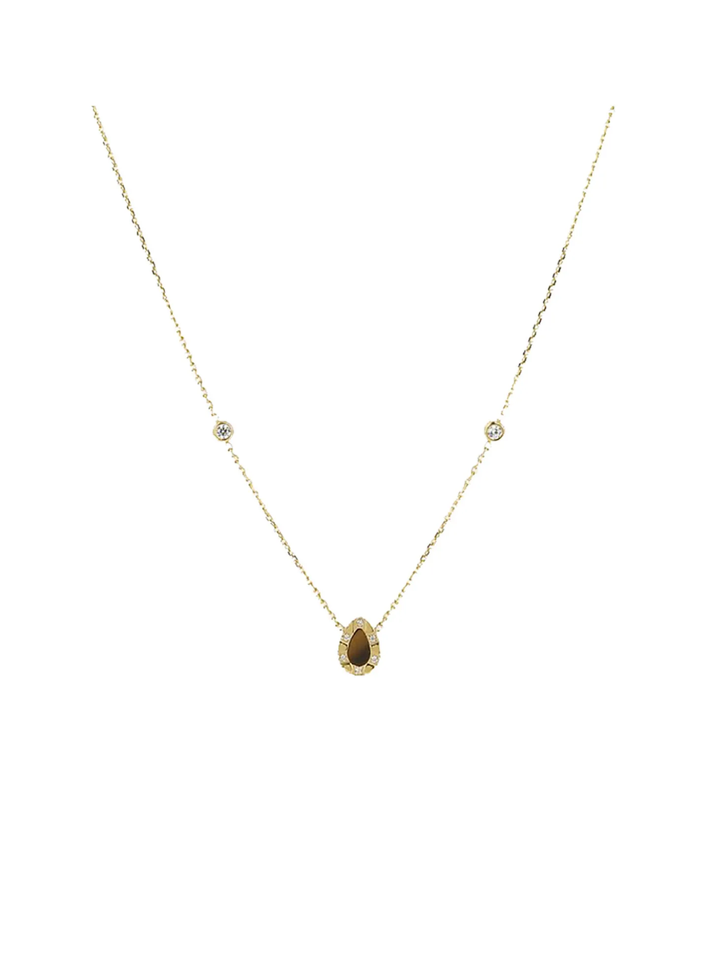 Collier Zag Bijoux Tux acier doré Oeil de tigre