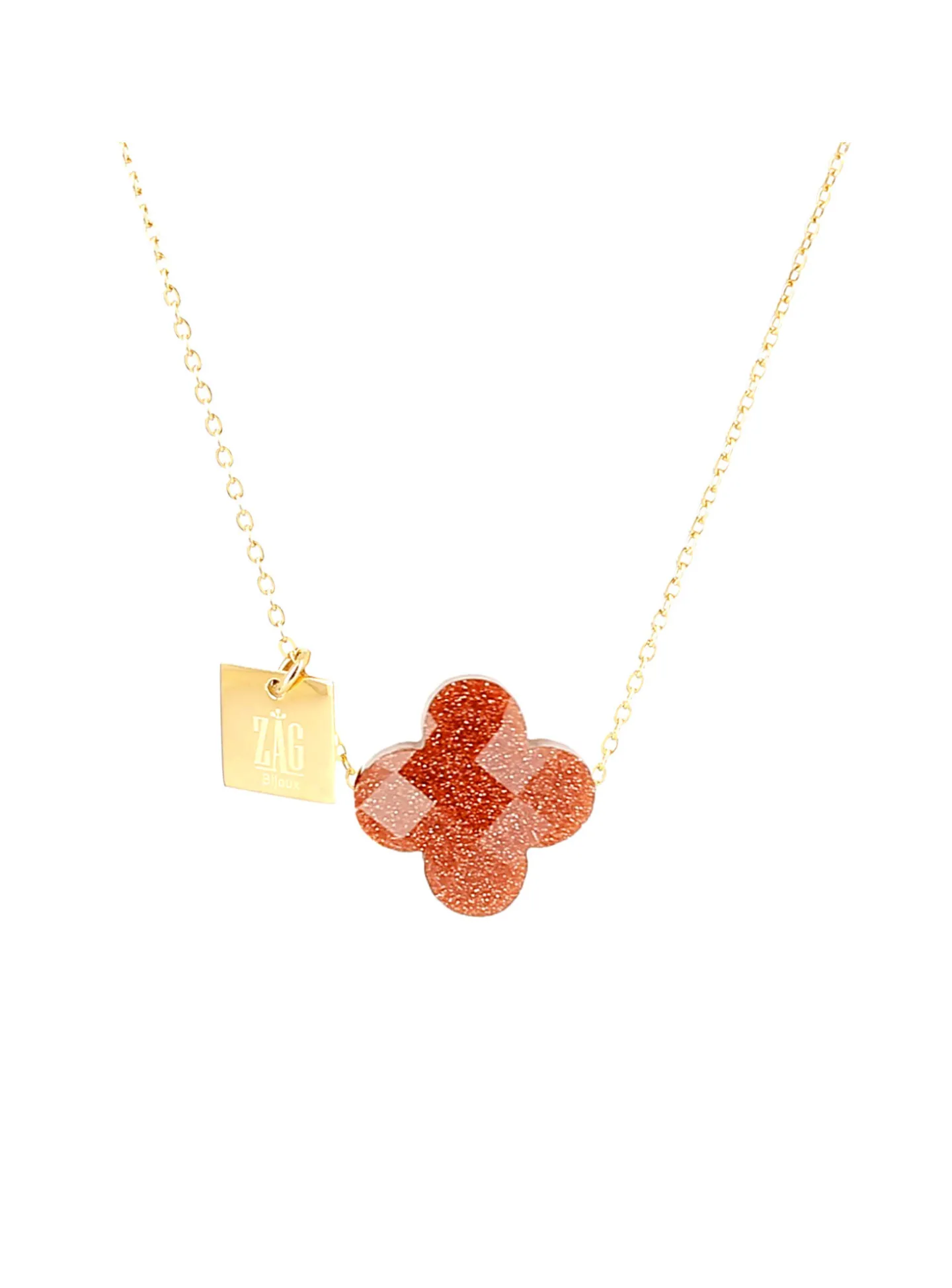 Collier Zag Bijoux Vega marron pailleté